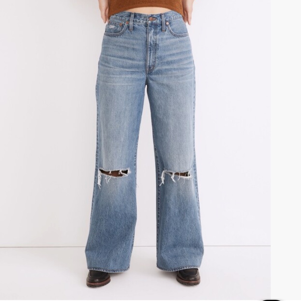 Madewell Super Wide Leg Jean- Knee Rip Edition 29